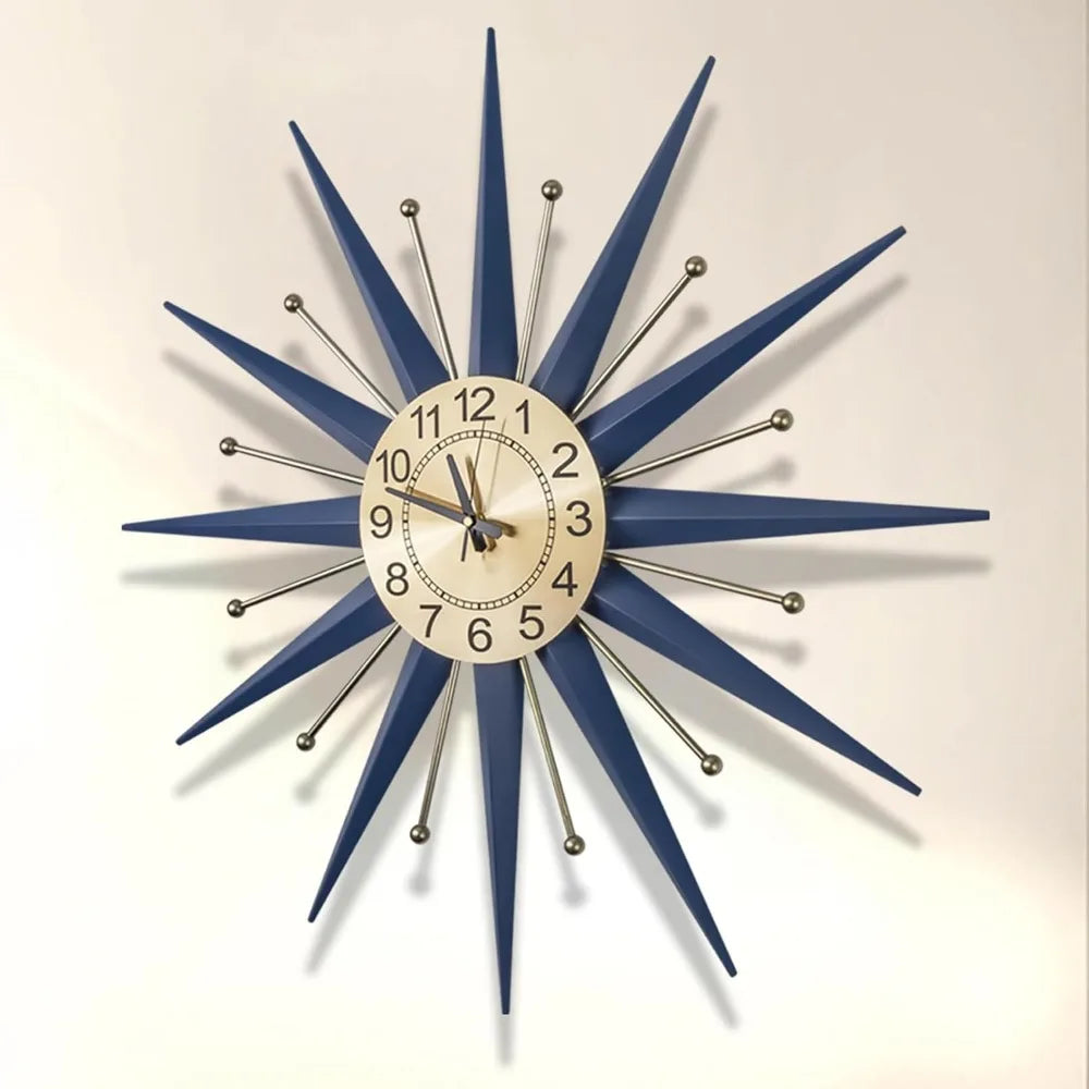 Large Wall Clock Metal Decorative, Mid Century Silent Non-Ticking Big Clocks, Modern Home Decorations for Living Room,Bedroom