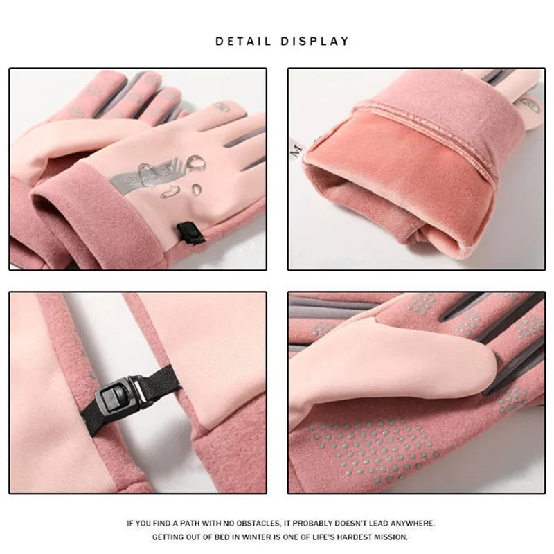 Winter Gloves Women Cycling Bike Thermal Cold Resistance Wind Waterproof Bicycle Warm Outdoor Running Skiing Mittens