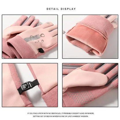 Winter Gloves Women Cycling Bike Thermal Cold Resistance Wind Waterproof Bicycle Warm Outdoor Running Skiing Mittens