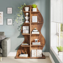 Load image into Gallery viewer, Tribesigns Corner Shelf, Rustic 5-Tier Wall Corner Bookshelf, Stylish Corner Small Bookcase Storage Rack Plant Stand with Unique
