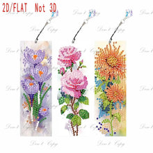Load image into Gallery viewer, Three-piece diamond painting bookmark set, DIY creative colorful floral and butterfly design, with diamond book bookmarks

