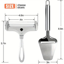 Load image into Gallery viewer, 2 Pieces Stainless Steel Wire Cheese Slicer with Cheese Planer, Adjustable Thickness, Kitchen Cooking Tools, Gray
