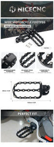 NICECNC Motorcycle Footpegs Set with Bolts Aluminum Stainless Steel for KTM 690 Enduro/R 2008-2023 4.21" x 2.44"