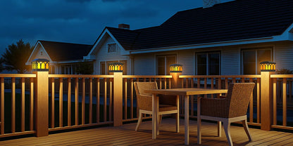 4 Pack Solar Flame Post Cap Lights, 2 Modes (Flame/Warm), IPX5, Fit 3.5x3.5/4x4 Posts, for Deck/Fence/Yard, Vinyl/Wooden
