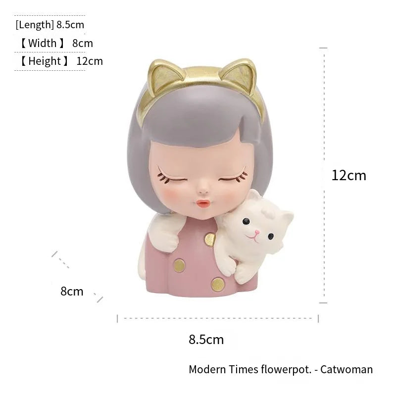 European Resin Gardening DIY Succulent Flower Pot Table Top Creative Cute Girl Green Plant Small Flower Pot Gift