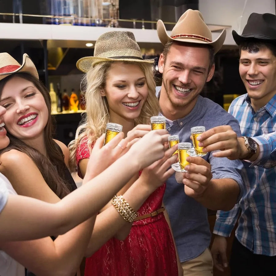 24 Mini Boot Shot Glasses 1 oz Reusable and Disposable Clear Plastic Shot Cups for Cowboy Cowgirl Themed Parties Decorations an