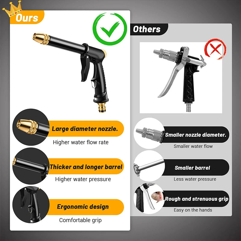 Garden Hose Nozzle With 3 Patterns Watering Lawn Water Gun Farming Supplies Car Wash High Pressure Products Gadgets Pistol Guns