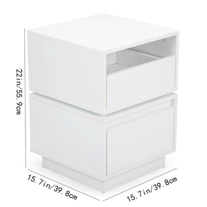 Rotatable Nightstand End Table, Bedside Table with 2 Drawers, 2 Drawer Dresser for Bedroom, Closet, Entryway, College Dorm