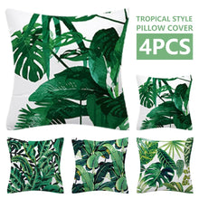 Load image into Gallery viewer, 4Pcs Pillow Case Cushion Cover with Zipper Tropical Plants Print Decorative for Sofa Couch Car Cushion Square Pillowcase NEW

