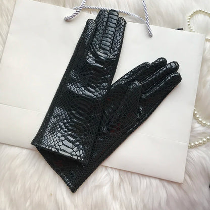 Long Gloves For Women Spring Winter Male Patent Leather Fashion Catwalk Motorcycle Riding Luvas Brilliant Warm Arm Warmer Gants