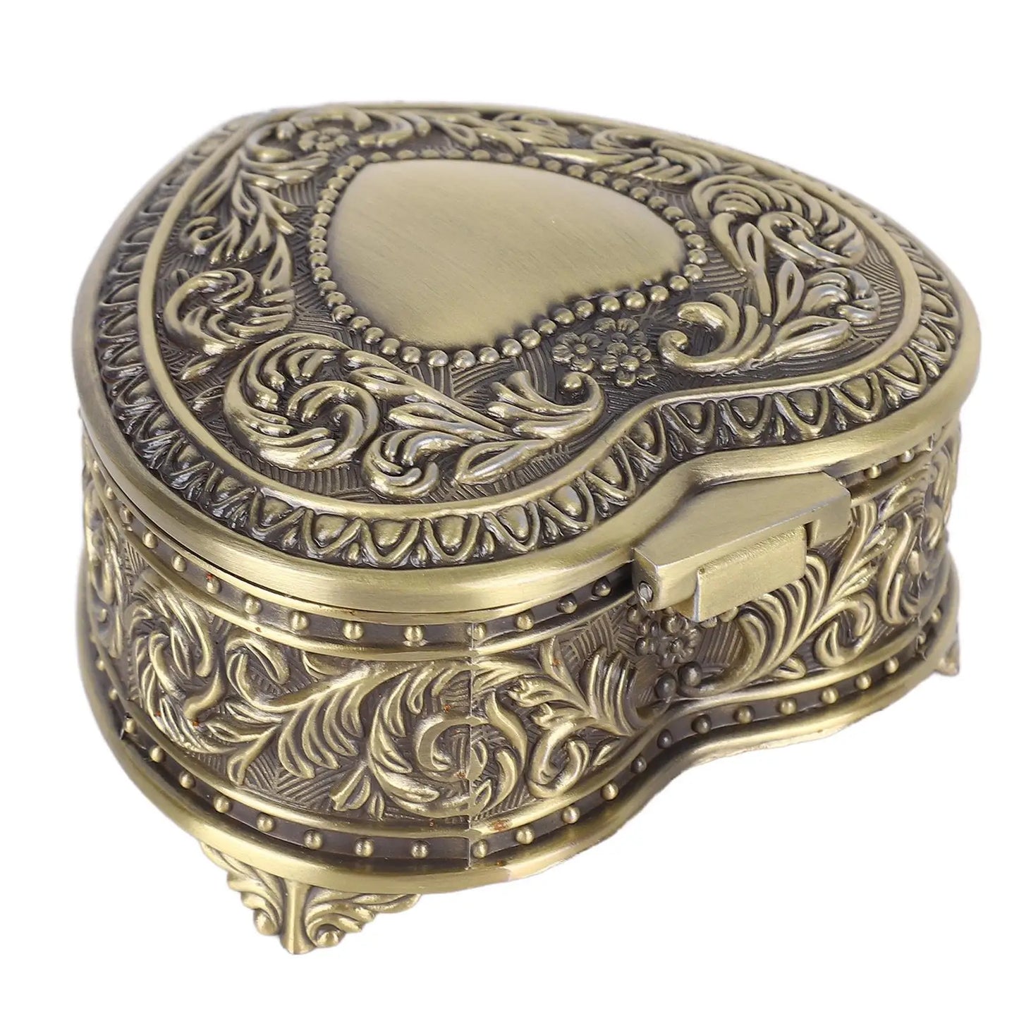 Vintage Heart Shape Jewelry Box - Lightweight Alloy Trinket Organizer for Brooches, Rings & Earrings