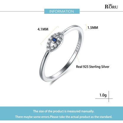 Genuine 925 Sterling Silver Lucky Eye Ring Blue CZ Wedding Rings for Women Fashion Turkey Jewelry Christmas Party Gifts