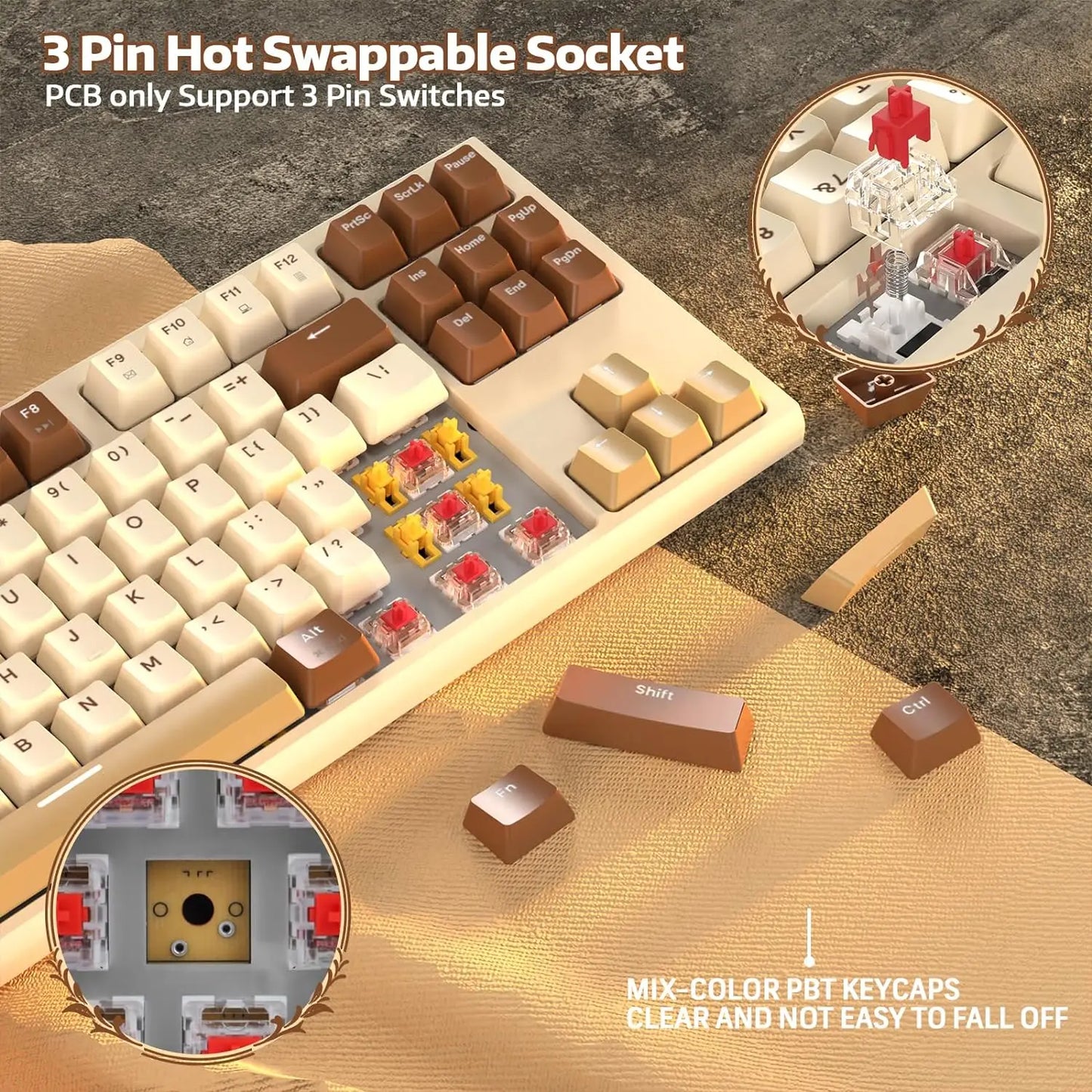 M88 Wireless Mechanical Keyboard,87 Keys QWERTY Layout TKL Hot Swappable Keyboard, Bluetooth/2.4Ghz Dual Mode 2-in-1 Receiver