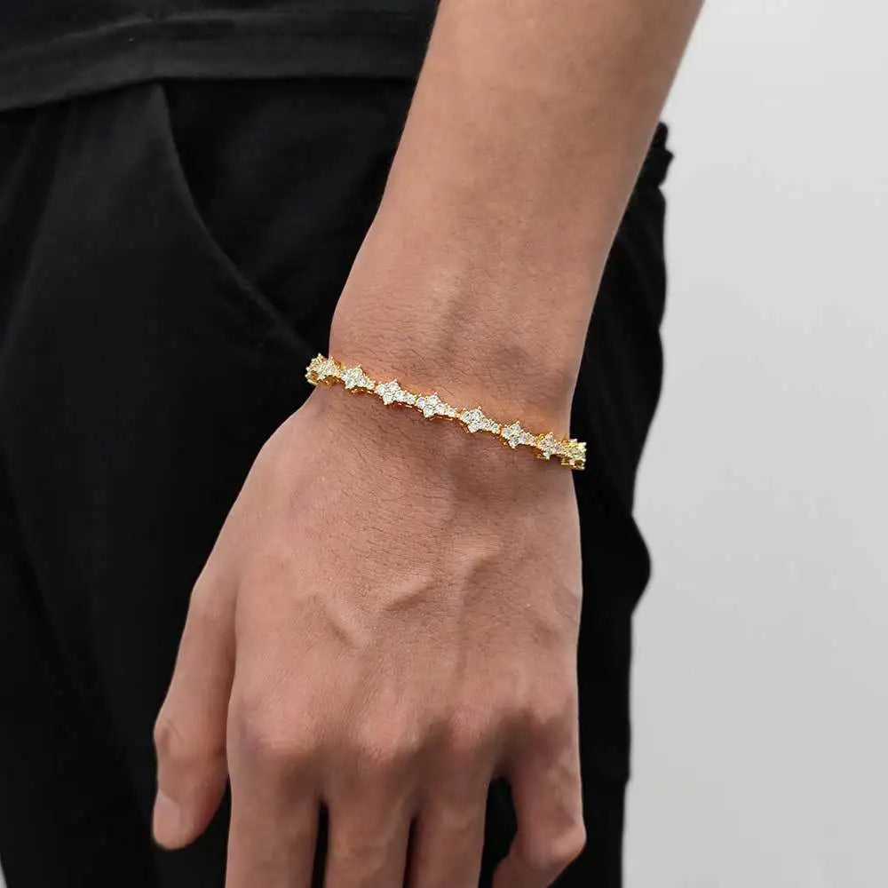 18K Gold-plated 6.5mm Cubic Zirconia Classic Tennis Bracelet, Size 7 Inches, Suitable for Both Men and Women