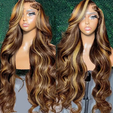 Load image into Gallery viewer, 30 Inch 4/27 Highlight Wig Human Hair Body Wave 13x6 Hd Lace Frontal Wig Brazilian Remy Colored  Transparent Lace 13x4 For Women
