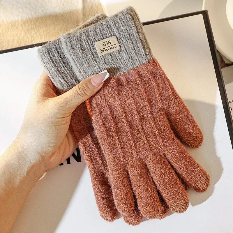Women Men Warm Winter Touch Screen Gloves Stretch Knit Mittens Wool Full Finger Guantes Female Crochet Glove