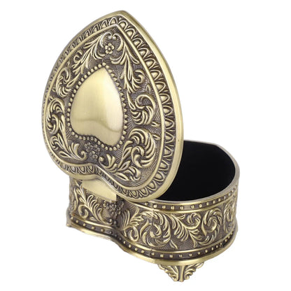 Vintage Heart Shape Jewelry Box - Lightweight Alloy Trinket Organizer for Brooches, Rings & Earrings