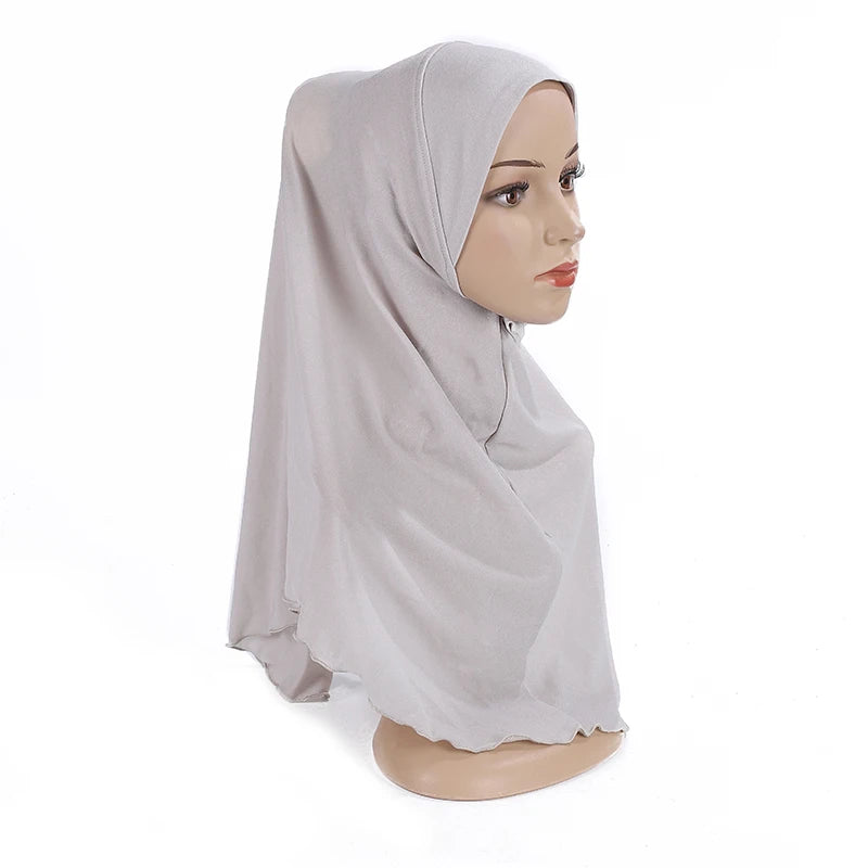H120 Teenage girls plain hijab hats muslim scarf islamic headscarf hat amira pull on headwrap beautiful 10 years girl scarf