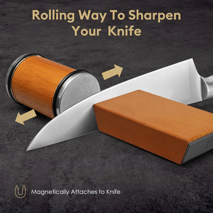 Knife Sharpener Tool, Rolling Knife Sharpeners Kit, Kitchen Knivies Sharpener with Diamond and Ceramic for Steel, Knife Sharpeni