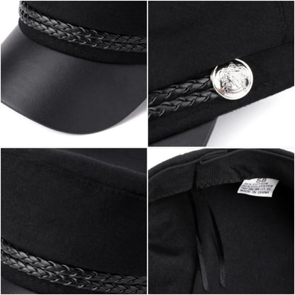 Casual Women Men Hat Spring Autumn Sailor Hats Black Ladies Beret Caps Flat Top Captain Cap Travel Cadet Octagonal Hat