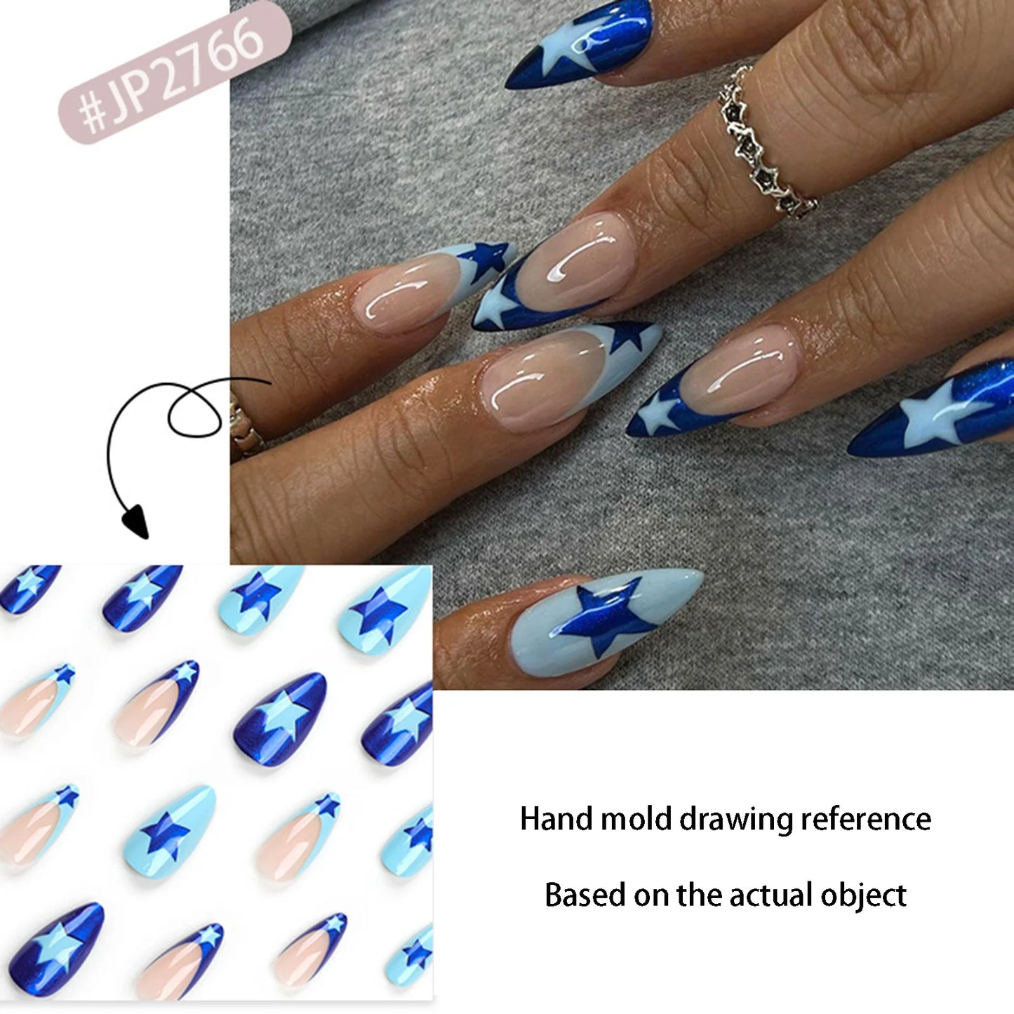 French False Nail for Women Blue Gentle Color Reusable Resin Artificial Nail for Portable DIY Women and Girl Nail Salon at Home