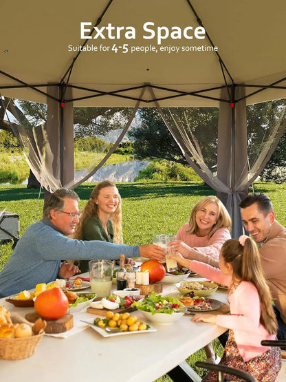 Pop Up Gazebo 13x13ft Hexagonal Canopy Shelter Instant Patio Tent with Mesh Netting Steel Frame for Outdoor Backyard Garden