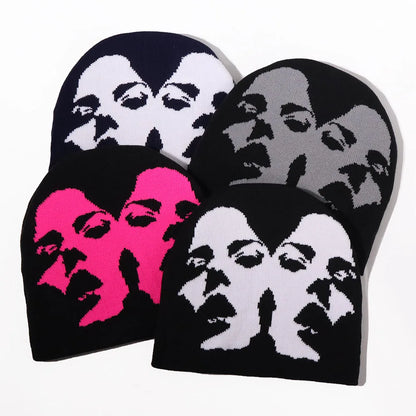 Women's Caps Image Pattern Knitted Hats For Men Casual Fashion Autumn And Winter Warm Outdoor Hip Hop Hat