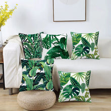Load image into Gallery viewer, 4Pcs Pillow Case Cushion Cover with Zipper Tropical Plants Print Decorative for Sofa Couch Car Cushion Square Pillowcase NEW
