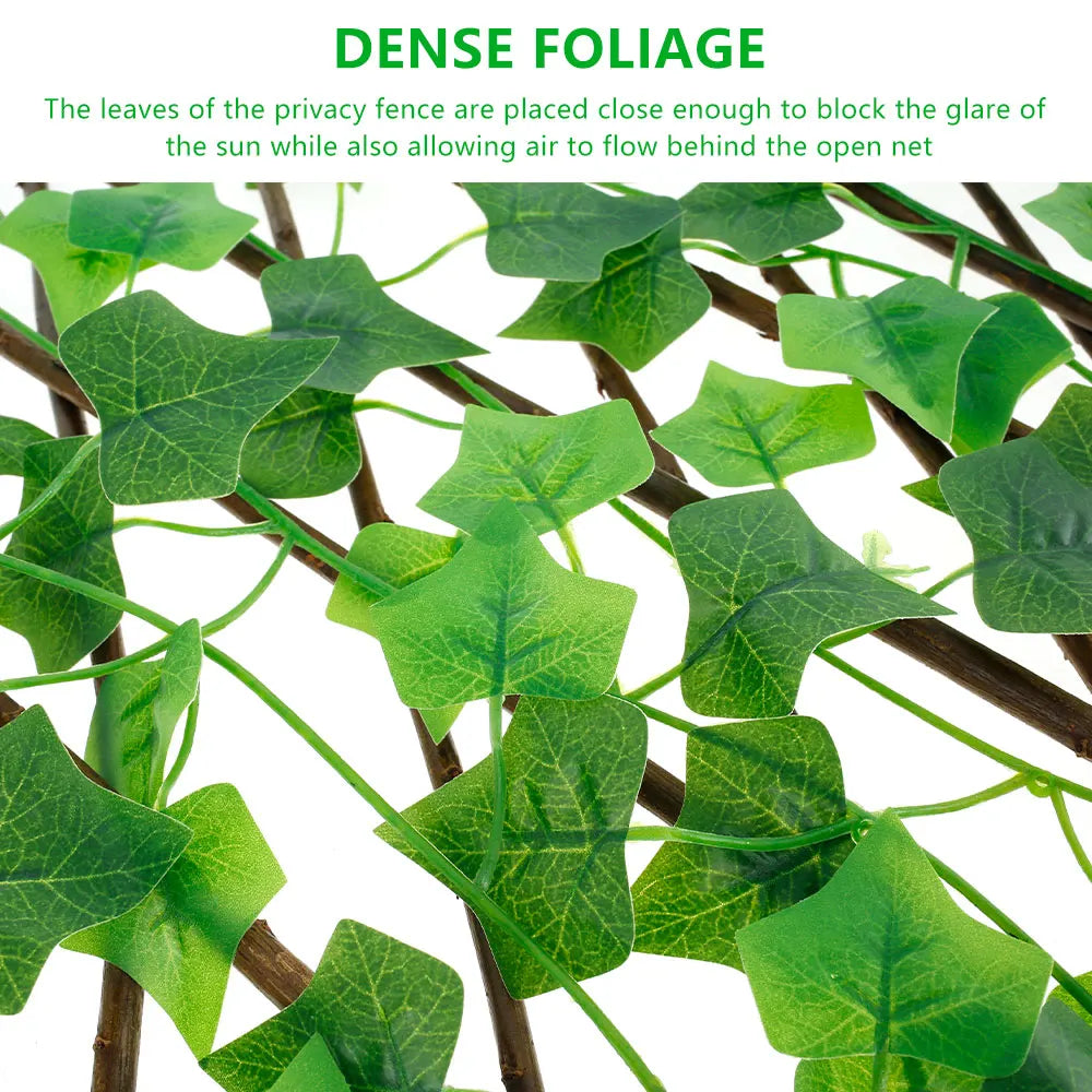 Garden Screening Expanding Trellis Artificial Leaf Privacy Fence Faux Plants Ivy Fence Artificial Faux Ivy Leaves Wooden Fence