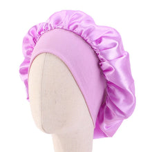 Load image into Gallery viewer, Kids Bonnet Satin Soft Silk Hats Wide Band Cap Casual Night Sleeping Adjustable Hair Care Caps for Boys and Girls Hat Children
