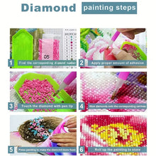 Load image into Gallery viewer, DIY diamond painting kit with snow leopard pattern pouncing on prey, frameless full diamond art, multiple sizes to choose from
