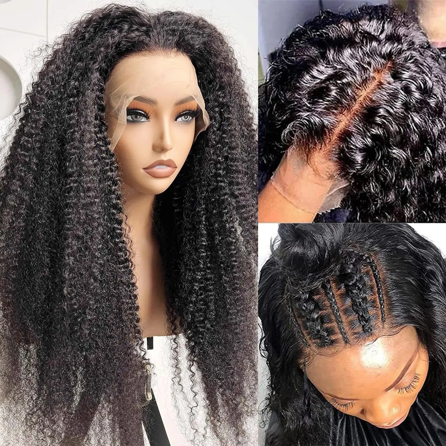 Deep Curly 13x4 Transparent Lace Frontal Wig Human Hair Bling Curly Human Hair Wigs For Women Lace Front Wig Human Hair