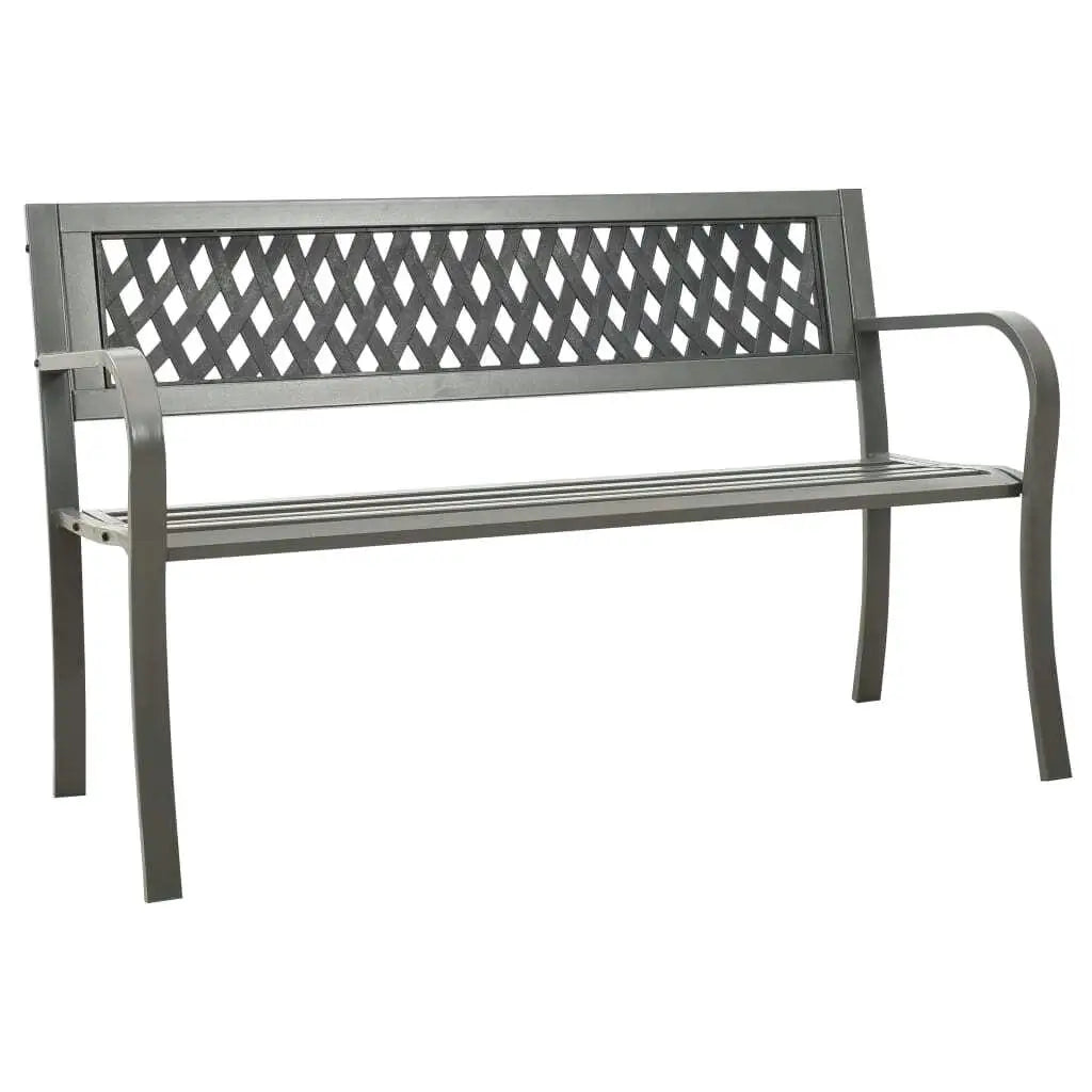 Stylish 49.2 Steel Gray Patio Bench - Durable Outdoor Seating for Garden & Patio Decor