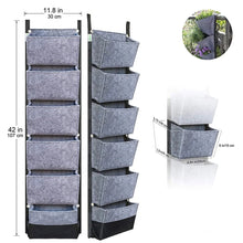 Load image into Gallery viewer, 6 Pockets Garden Wall Hanging Planting Bags Vegetable Green Plant Grow Planter Vertical Felt Fabric Nursery Bags Garden Supplies
