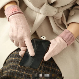 Winter Cashmere Gloves for Women Warm Touch Screen Gloves Cold Protection Full Finger Mittens Outdoor Cycling Thick Woolen Glove