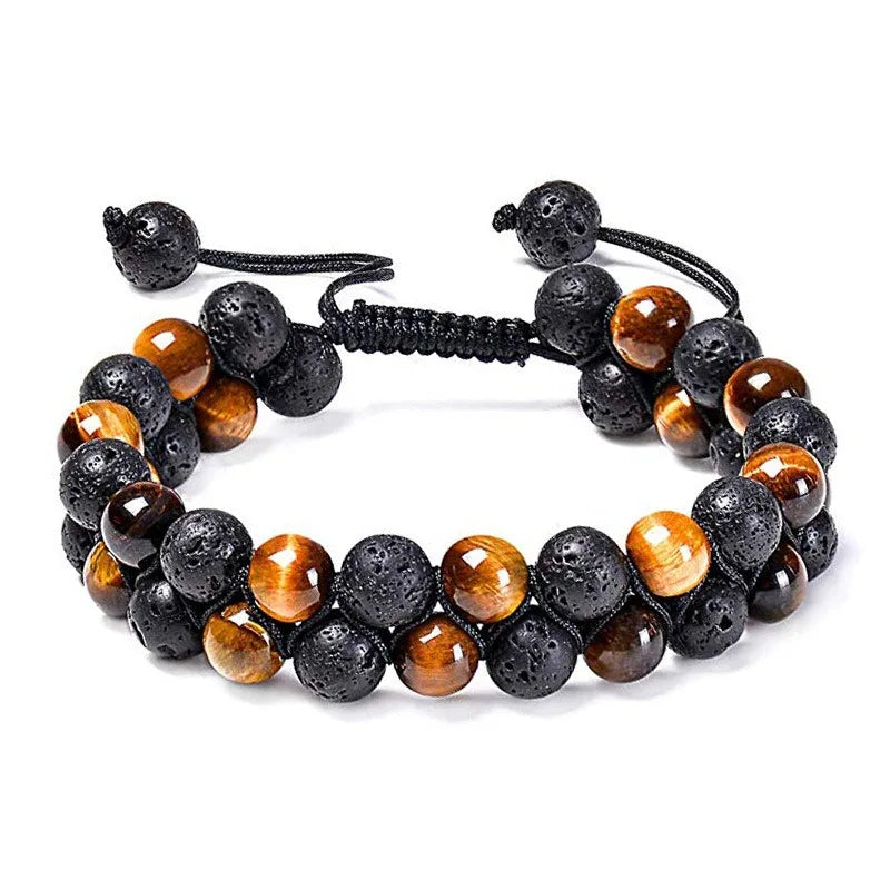 Tiger Eye Couple Bracelets Matte Black Agate Beads Bracelet for Women Men