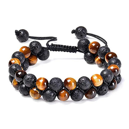 Tiger Eye Couple Bracelets Matte Black Agate Beads Bracelet for Women Men