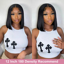 Load image into Gallery viewer, Short Bob Bone Straight 13x4 Lace Frontal Human Hair Wigs 180 Density Pre Plucked 5x5 T Part Lace Closure Human Hair Wig On Sale
