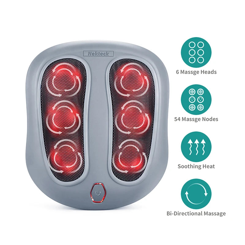 Nekteck Electric Foot Massager Heating Therapy Hot Compress Shiatsu Kneading Roller Muscle Relax Pain Relief Foot Spa Machine