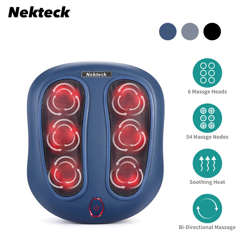 Nekteck Electric Foot Massager Heating Therapy Hot Compress Shiatsu Kneading Roller Muscle Relax Pain Relief Foot Spa Machine