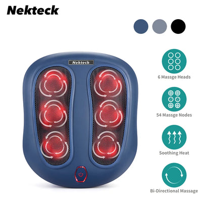 Nekteck Electric Foot Massager Heating Therapy Hot Compress Shiatsu Kneading Roller Muscle Relax Pain Relief Foot Spa Machine