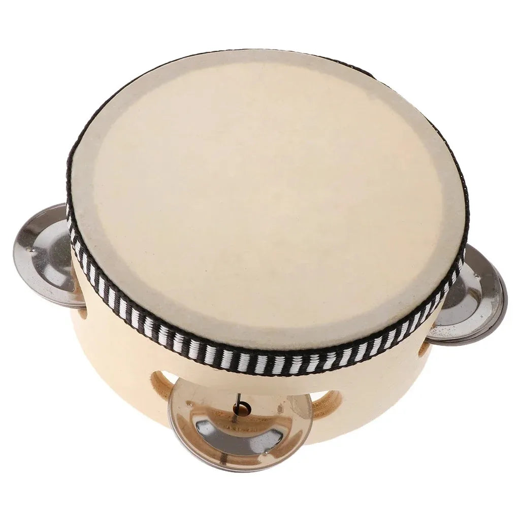 4inch 6inch Hand Held Drum Tambourine Drum Metal Jingles Percussion Musical Instrument For KTV Party Games