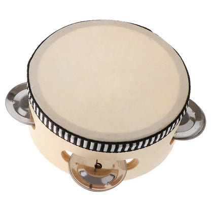 4inch 6inch Hand Held Drum Tambourine Drum Metal Jingles Percussion Musical Instrument For KTV Party Games
