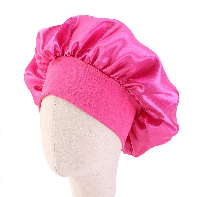 Kids Bonnet Satin Soft Silk Hats Wide Band Cap Casual Night Sleeping Adjustable Hair Care Caps for Boys and Girls Hat Children