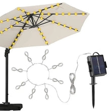 Load image into Gallery viewer, Solar Umbrella Light Outdoor Cantilever Patio LED Hanging Umbrella with 8 Brightness Modes Decoration for Courtyard Beach
