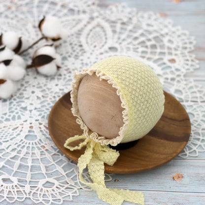 Baby Photo Cute Hat Newborn Photography Props Baby Costume Waffle Lace Tie Single Hat Fotografia Acessorios Girls Photo Props