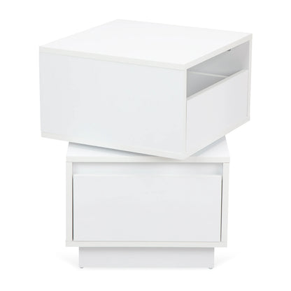 Rotatable Nightstand End Table, Bedside Table with 2 Drawers, 2 Drawer Dresser for Bedroom, Closet, Entryway, College Dorm