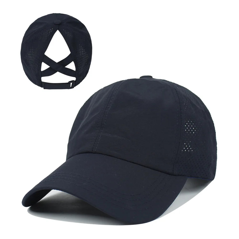 Baseball Caps For Women Hats New Breathable Mesh Sun Visor Hats Female Summer European Outdoor Sports Criss Cross Ponytail Hat