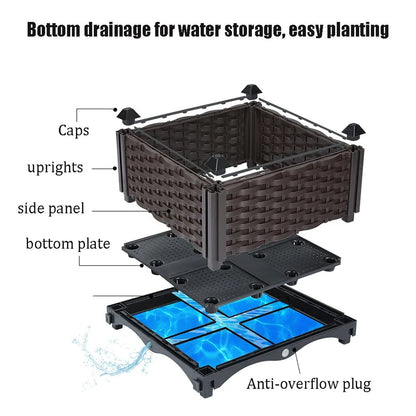 Plastic Raised Garden Bed with Legs Raised Bed W/Drainage Holes Planter Container for Vegetables Fruits Flowers Herbs