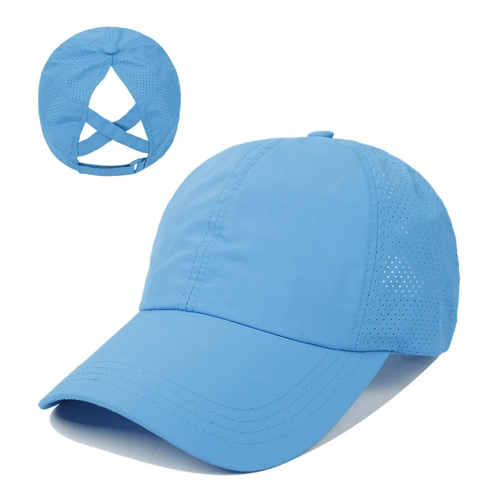 Baseball Caps For Women Hats New Breathable Mesh Sun Visor Hats Female Summer European Outdoor Sports Criss Cross Ponytail Hat